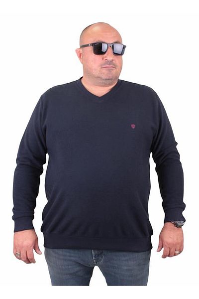 Starbattal Μεγάλο μέγεθος Thessaloniki V-Neck Classic Sweatshirt 23201 NAVY BLUE