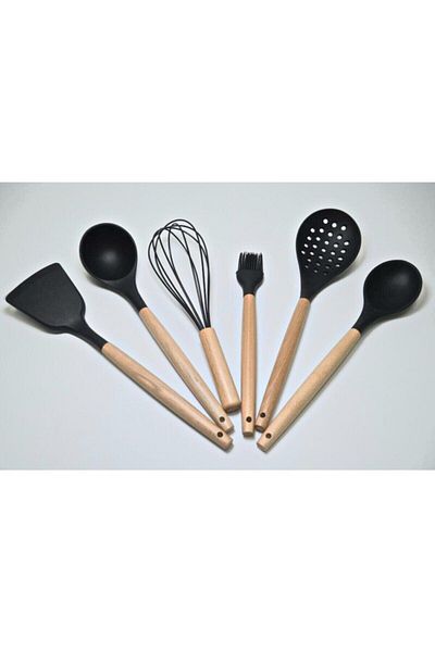 Kosova 6 Piece Bamboo Silicone Serving Set
