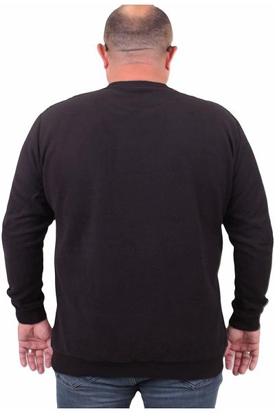 MocGrande Μεγάλο μέγεθος Thessaloniki V-Neck Classic Sweatshirt 23201 ΜΑΥΡΟ