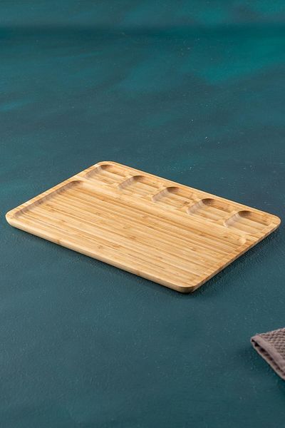 ACAR Bamboo 6 Compartment Breakfast Plate - 33cm Acr-031