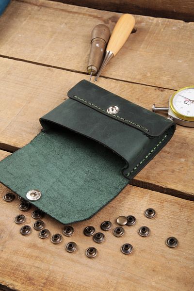 New Coast Leather 1900's Γνήσιο & Πραγματικό Δερμάτινο Χειροποίητο Σκούρο Πράσινο Ανδρικό Καρτοθήκη