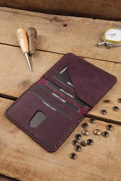 New Coast Leather 1900's Γνήσιο & Πραγματικό Δερμάτινο Χειροποίητο Claret Red Ανδρική Κάρτα