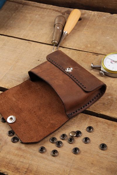 New Coast Leather 1900's Γνήσιο & Πραγματικό Δερμάτινο Χειροποίητο Καφέ Ανδρική Κάρτα