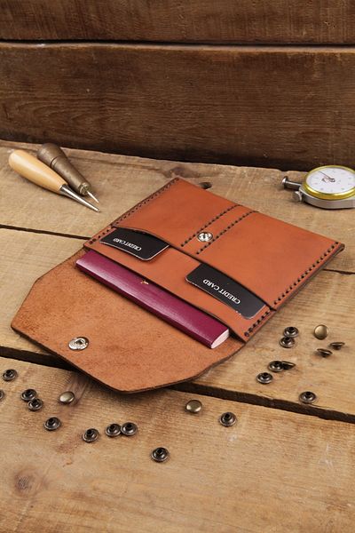 New Coast Leather 1900's Ръчно изработен портфейл за паспорт от естествена и естествена кожа