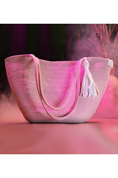 EZG Business Pleteni model ručno izrađene torbe na rame u trendu ružičaste slame
