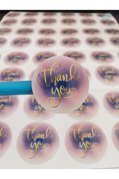 anka design Sticker Coated (4x4cm) 48 Pieces - Thank You -