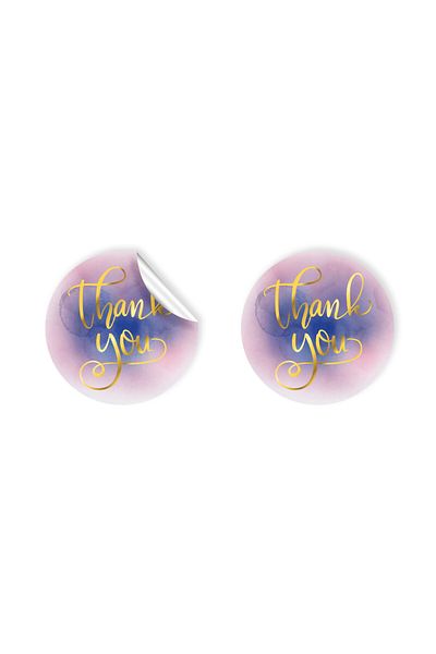 anka design Sticker Coated (4x4cm) 48 Pieces - Thank You -