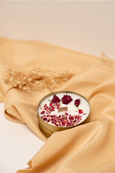 ANCİLLA Dekoratif Hediyelik Dekoratif Soya Mum(WAX) Metal Kutulu Aromaterapi Amber Kokulu Mum 08