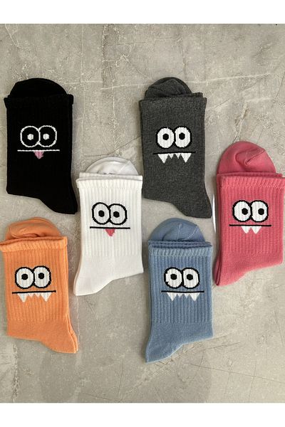 Sky Socks Комплект от 6 цветни, весели, анимационни герои, унисекс, ароматизирани чорапи за тенис на колеж