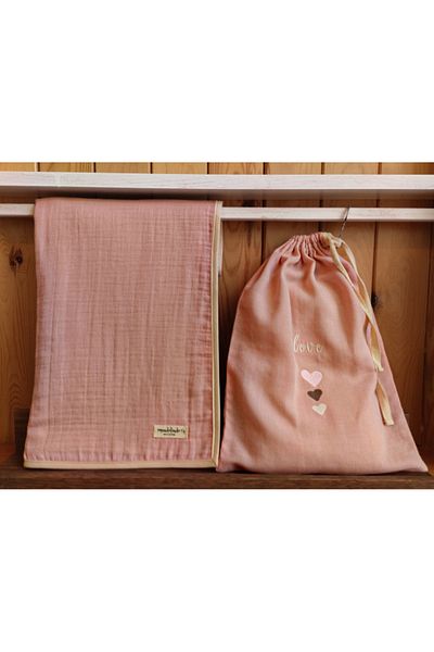 MundoLindo Multi-purpose Double Layer Muslin Blanket Set 100*110 cm Powder Pink
