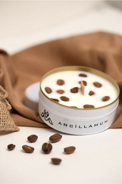 ANCİLLA Dekoratif Metal Kutu Aromaterapi Mum Kahve Kokulu 07