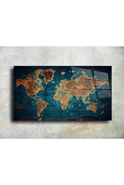 LEYLASER Harita Görseli Cam Tablo Duvar Dekoru 5