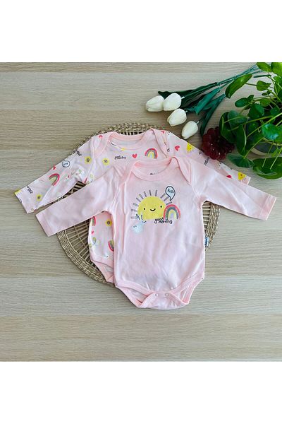 Miniworld 2-Piece Baby Girl Bodysuit (Pink) 100% Cotton