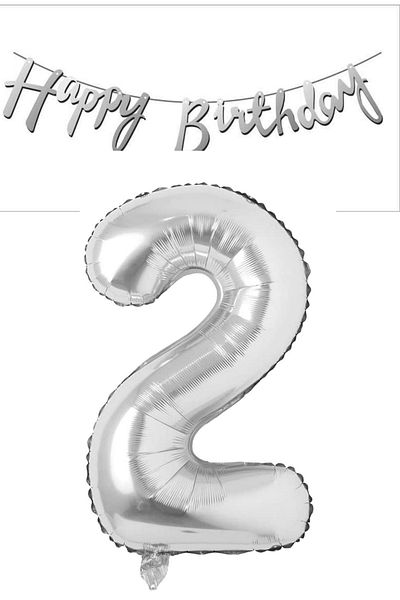 ELGALA Happy Birthday Written Pennant and 2 Numbers Foil Balloon