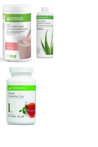 Herbalife Ahududu Beyaz Çikolata Shake Aloe Suyu  Klasik Çay Set