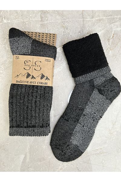 Sky Socks Единични антрацитни вълнени зимни термо чорапи Hunter and Mountaineer