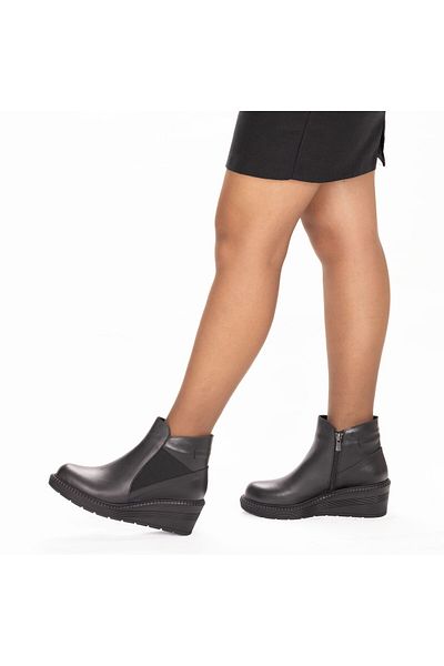 TwoEgoist Cizme de zi cu toc cu pană de 5,5 cm din piele naturală