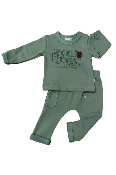 Miniworld World's Cutest Baby Boy 2-Piece Set-Write Printed Sweat, Pocket and Button Detailed Trousers