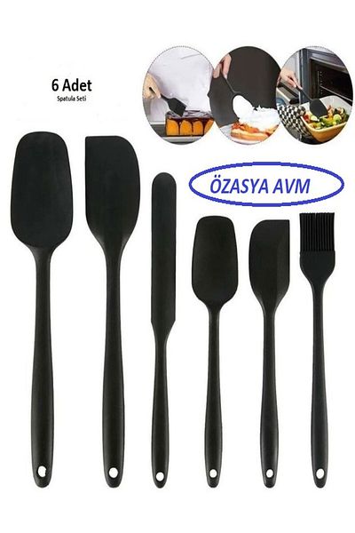 Trendyıldızı Silicone Spatula Set Black 6 Pieces