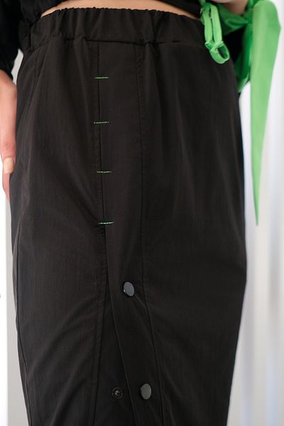 LAMANTE Long Black Skirt with Front Stud Detail