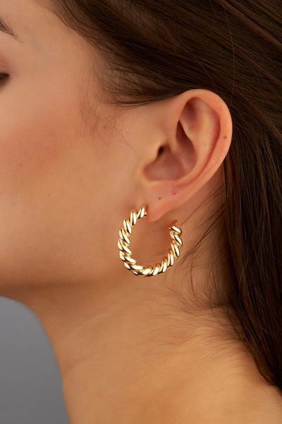 Joy of Jade Twisted Hoop Women's Earrings, Gold