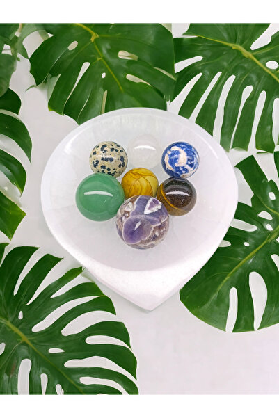 DOĞAL TAŞ CENNETİ Selenit Kase Arındırma Taşı VE ÇAKRA SET (ASA)(SERTİFİKALI)