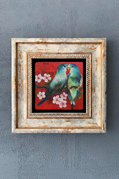Oscar Stone Decor Kuş Temalı Çerçeveli Taş Tablo 20x20 Cm-wall Decor