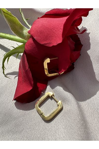 sorella Accessory Square Gold Steel Earrings