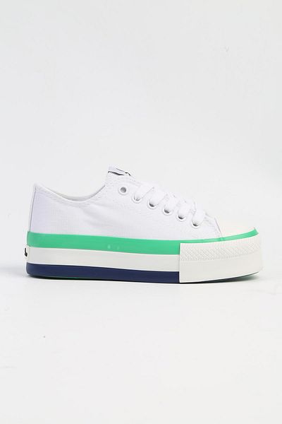 Benetton ® |   BN-30937 - 3114 White Green - Γυναικεία αθλητικά παπούτσια