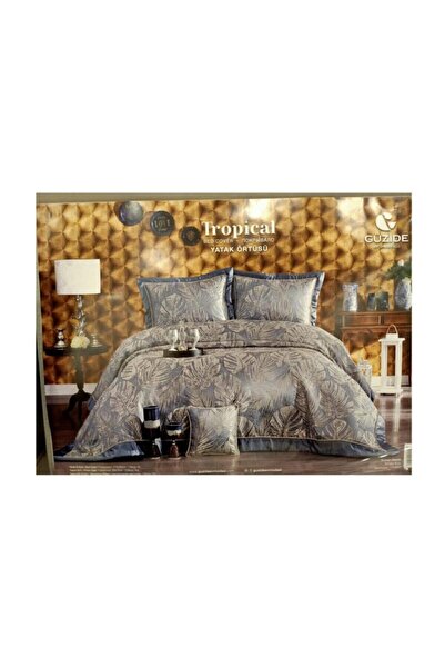 Güzide Tropical Yatak Örtüsü Duman Mavisi