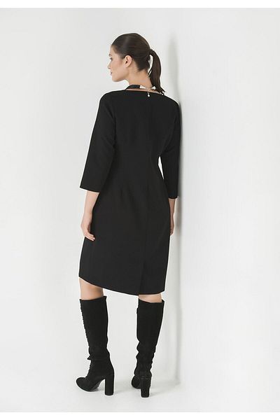 TOLGA SARAÇOĞLU 40023ts Black V-neck Office Dress