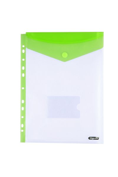 Bigpoint A4 Green File - 12-Piece Bag with 11 Holes and Vertical Velcro