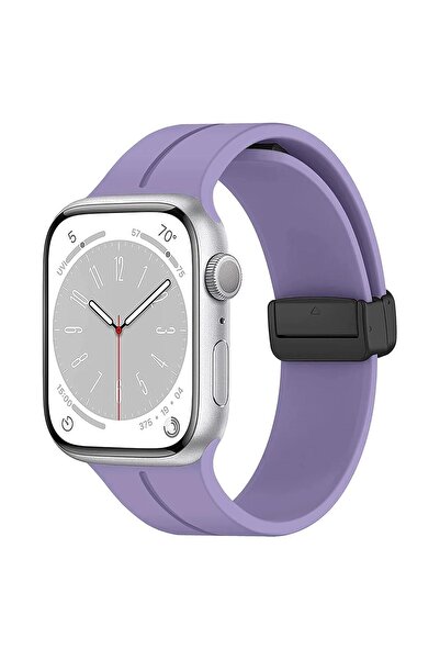 Microsonic Apple Watch Series 9 45mm Kordon Ribbon Line Lila