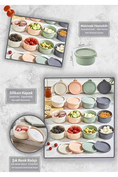 Bayev 12-Piece Cute Breakfast Set with Leak-Proof Silicone Lid Food Picnic Storage Container for Breakfast