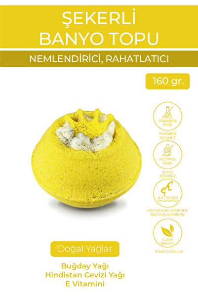 Sugar Plum Köpüren Banyo Topu Nem Bombası Banyo Bombası 160 gr. - Yellow Queen