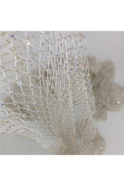ESRA ŞELEM Crystal Stone Flexible Mesh Fabric White Color 100*60cm