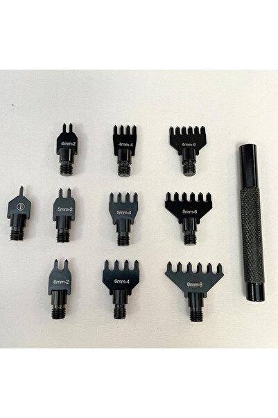 ipekbazaar Δερμάτινο σετ εργαλείων χειρός για δέρμα με βιδωτό συρραπτικό 10 τ...