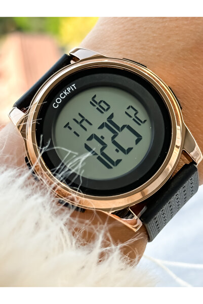 Cockpit Brand, Suitable for Marine Use, Illuminated, with Stopwatch, Black Digital Women's Wristwatch + Bracelet