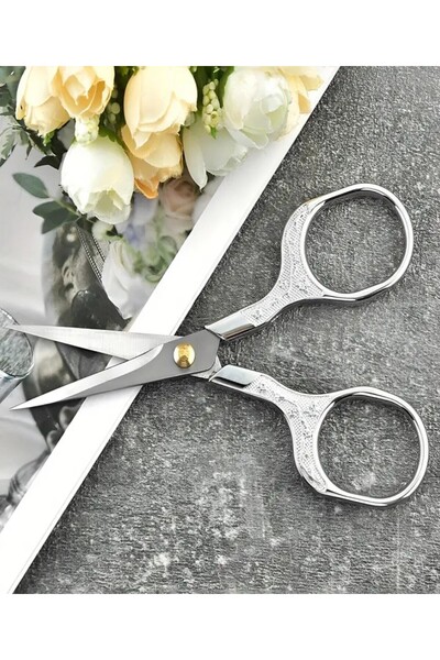 GÜZELYÜZ AVM Söz / Nişan Makası Gümüş Renk Kurdale Makası Açılış Özel Gün Makası Silver Renk Dikiş Nakış Makası