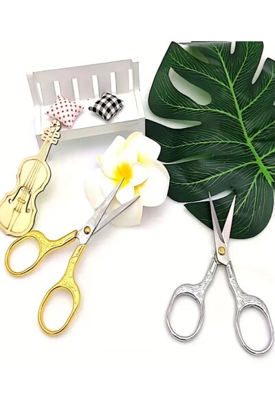 GÜZELYÜZ AVM Söz / Nişan Makası Altın Renk Kurdale Makası Açılış Özel Gün Makası Gold Renk Dikiş Nakış Makası