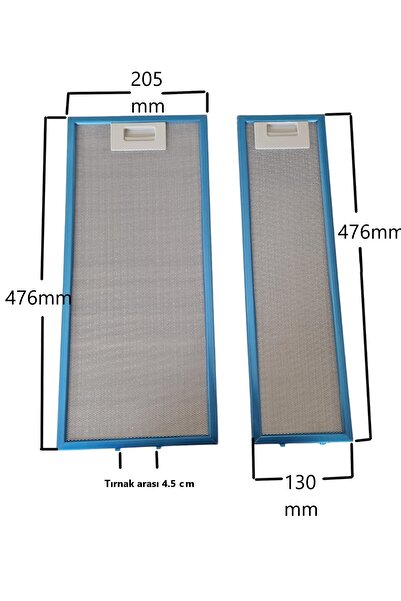 Popüler Pera Aspiratör Davlumbaz Filtre Seti 47x20cm , 47x13cm Uyumlu