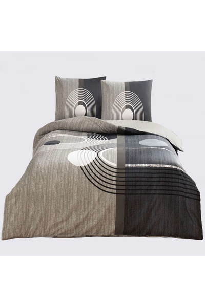 Taç Ranforce Quenn Size Nevresim Takımı 120'lik Alex Gri Lastikli