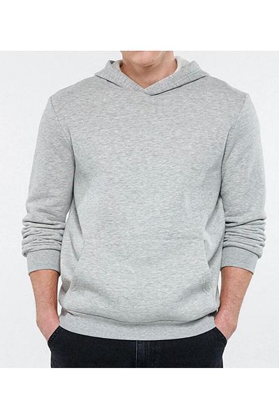 Moda Işık Hanorac de culoare gri buzunar cangur cu glugă fără fir cu 3 fire oversize
