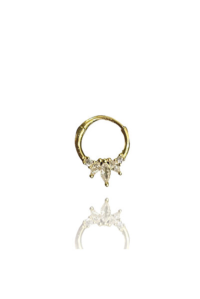 Siminkari 925 Ayar Gümüş Lotus Model Taşlı Halka Piercing