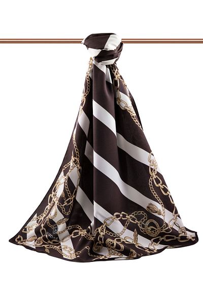 Vissona Γυναικείο Luxury Medina Silk Shawl Καφέ - Κρεμ