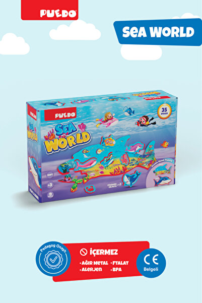 PUEDO Sea World / Eğitici Yaratıcı Eğlenceli Oyuncak / Su Altı Temalı / 35 Pa...