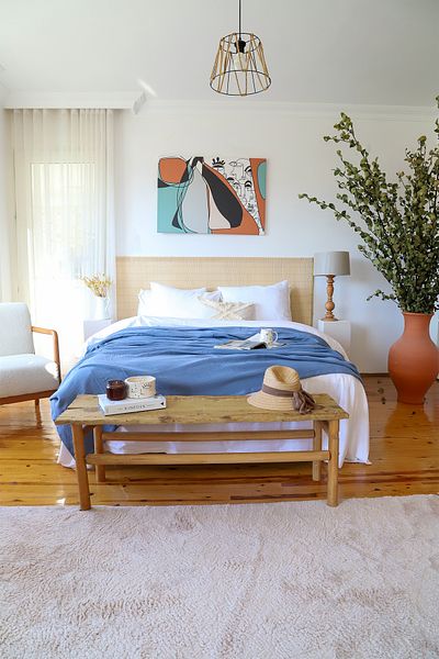 vivamaison King Size 4 Layer Muslin Pique Bedspread Cotton Double Sided Indigo Blue 240x260 cm