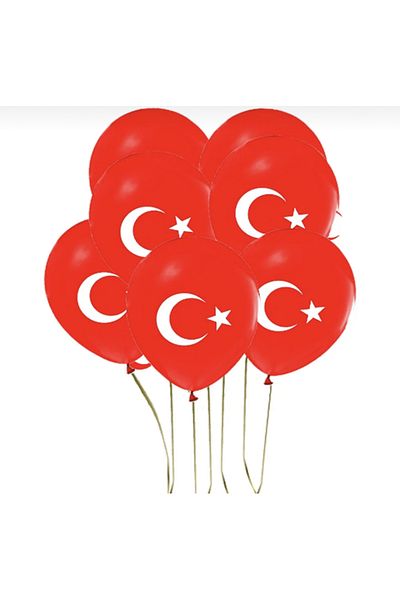 Yogi parti 12pcs Flag Balloon with Turkish Flag Red Printed Balloon Celebration