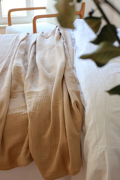 vivamaison King Size 4 στρώσεων Muslin Pique Κάλυμμα Βαμβακερό Διπλής Όψης Καφέ 240x260 cm