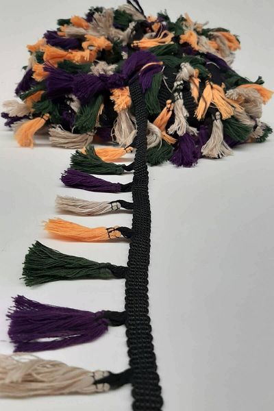 Hobigram Decorative Ribbon Green Purple Cream Cotton Fringe Tassel – Decorative Ribbon, Stylish Design, Women's Accessory –